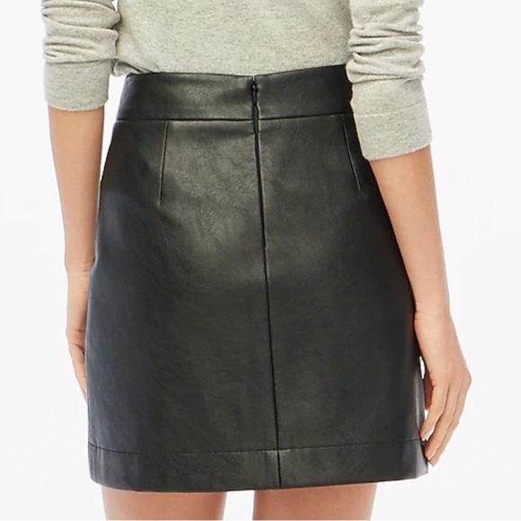 J Crew Factory Faux-leather A-line mini skirt in black size 0 NWT BC893 - Picture 3 of 11